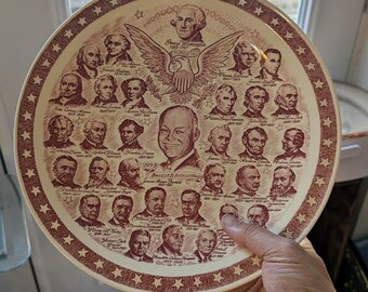 President of USA Red White Plate 1953 Presidents Washington to Eisenhower No. #2