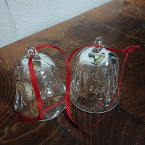 2 Crystal Bell Ornaments, Crystal Ornaments, made in Hungary Lead Crystal, Crystal Bells