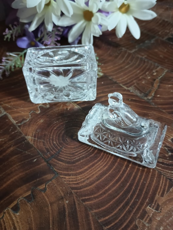Glass Miniature Bird Domed Trinket Box w/ Lid Hof… - image 3