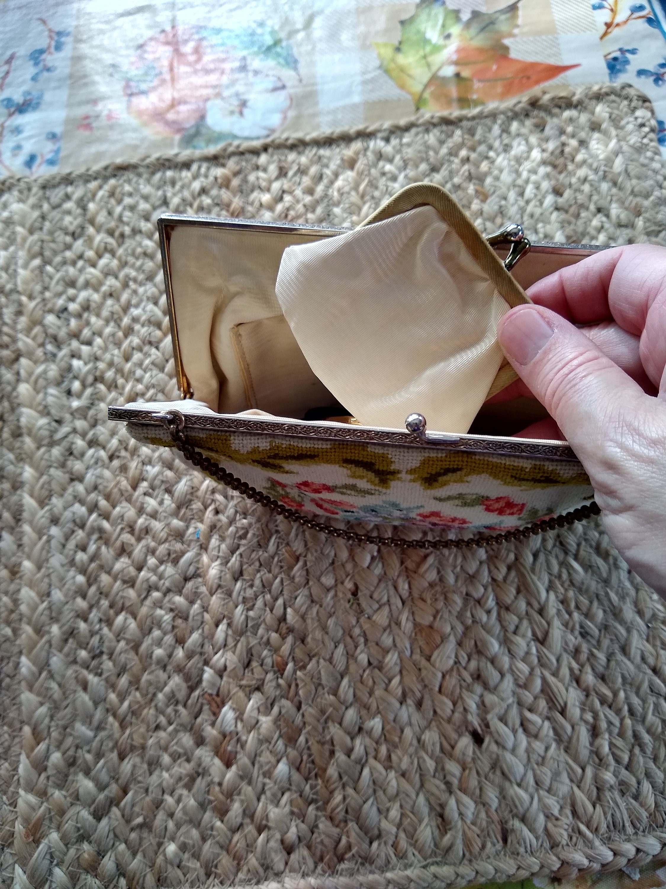 Vintage Needlepoint Bag Chain Handle Snap Closure 2 Matching Etsy