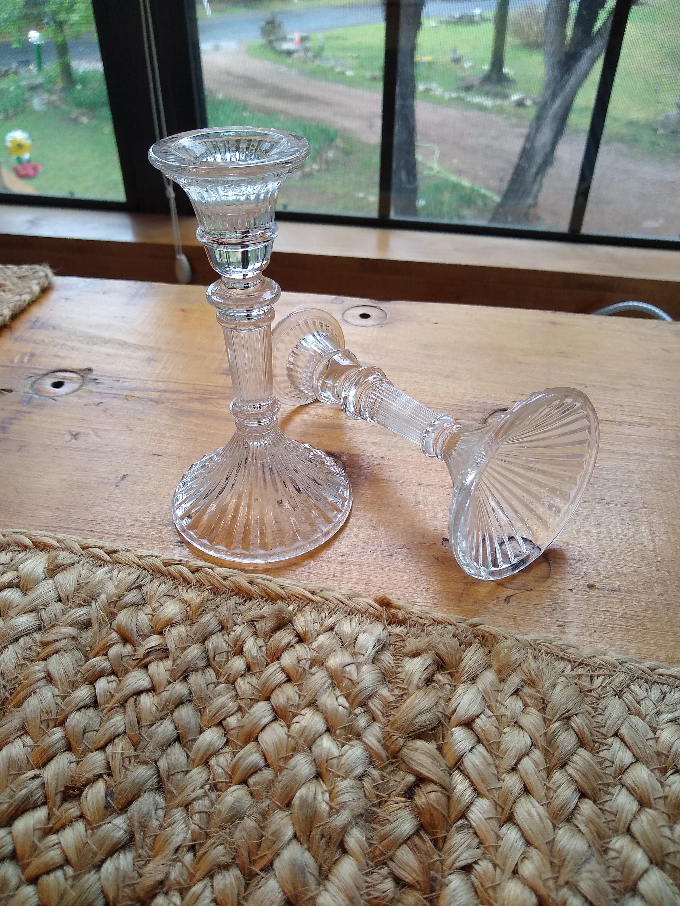 Towle Full Lead Crystal Retro Modern Candlesticks Table Dining Etsy