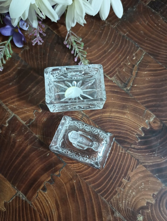 Glass Miniature Bird Domed Trinket Box w/ Lid Hof… - image 4