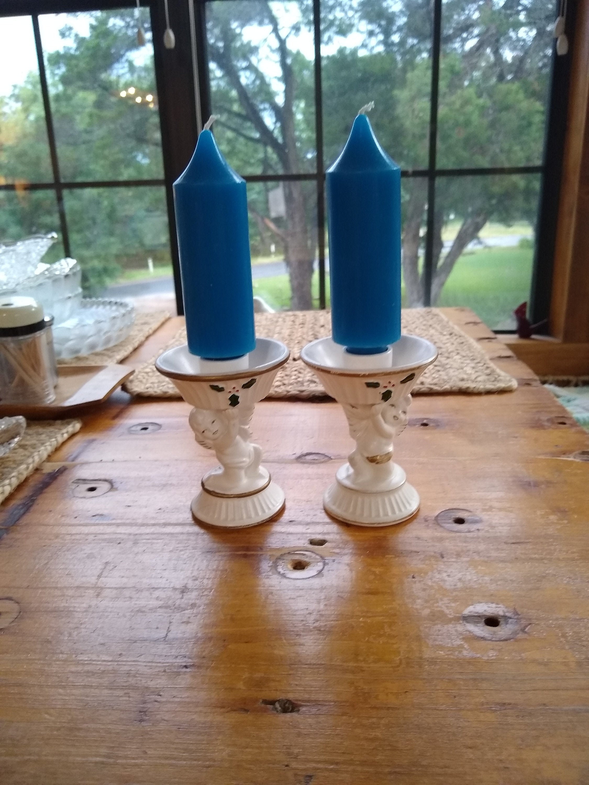 Pair Christmas Angel Cherub Candle Holders Inarco Vintage Etsy