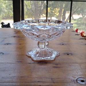Vintage Polonia Crystal Pedestal Compote Candy Bowl Dish