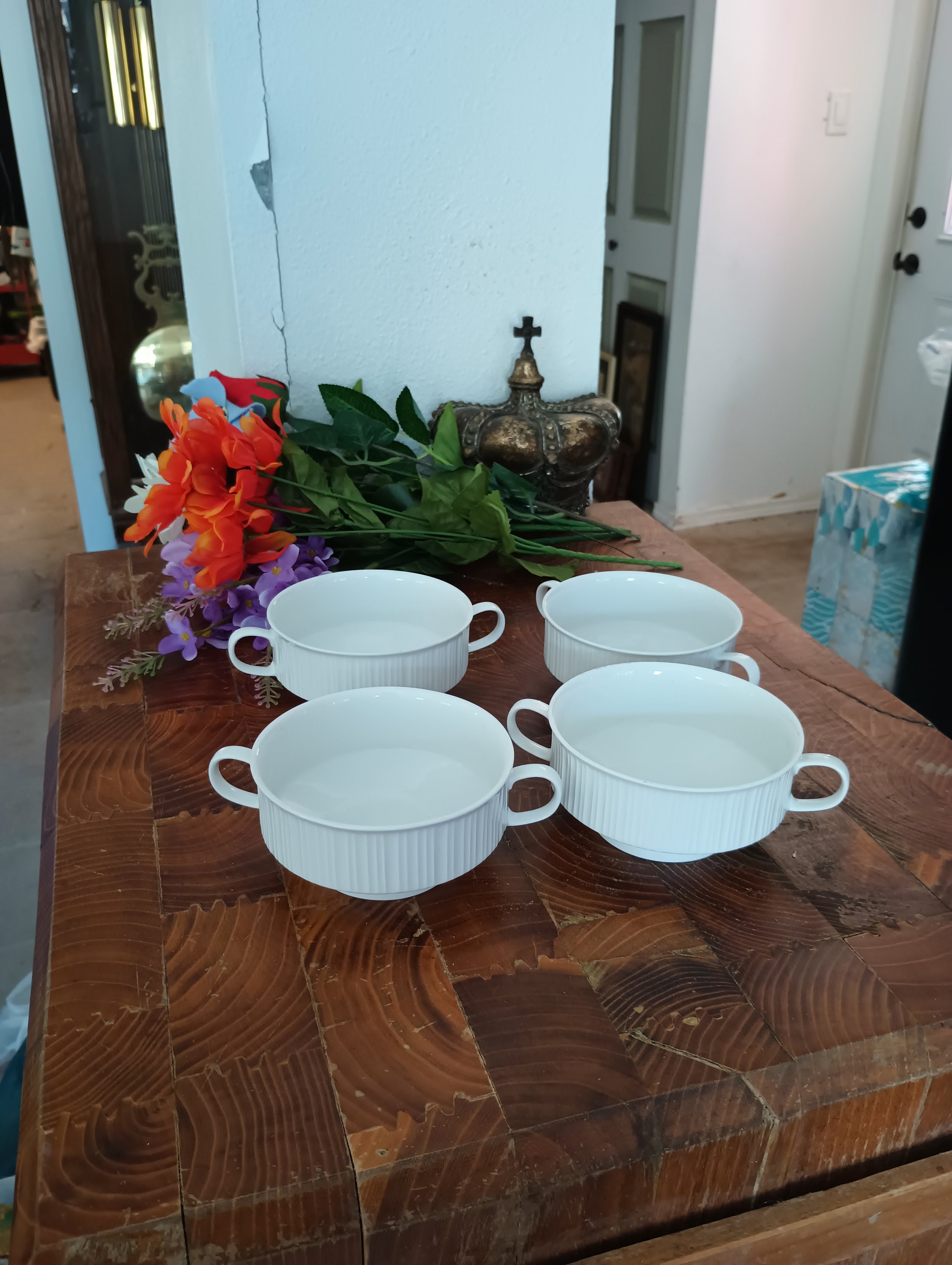 Vintage Thomas Rosenthal Bouillon Soup Cups Beautiful White -  Finland