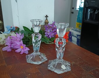 Vintage Cristal D'Arques Lead Crystal Candlestick Holders - Made in France (Set of 2)