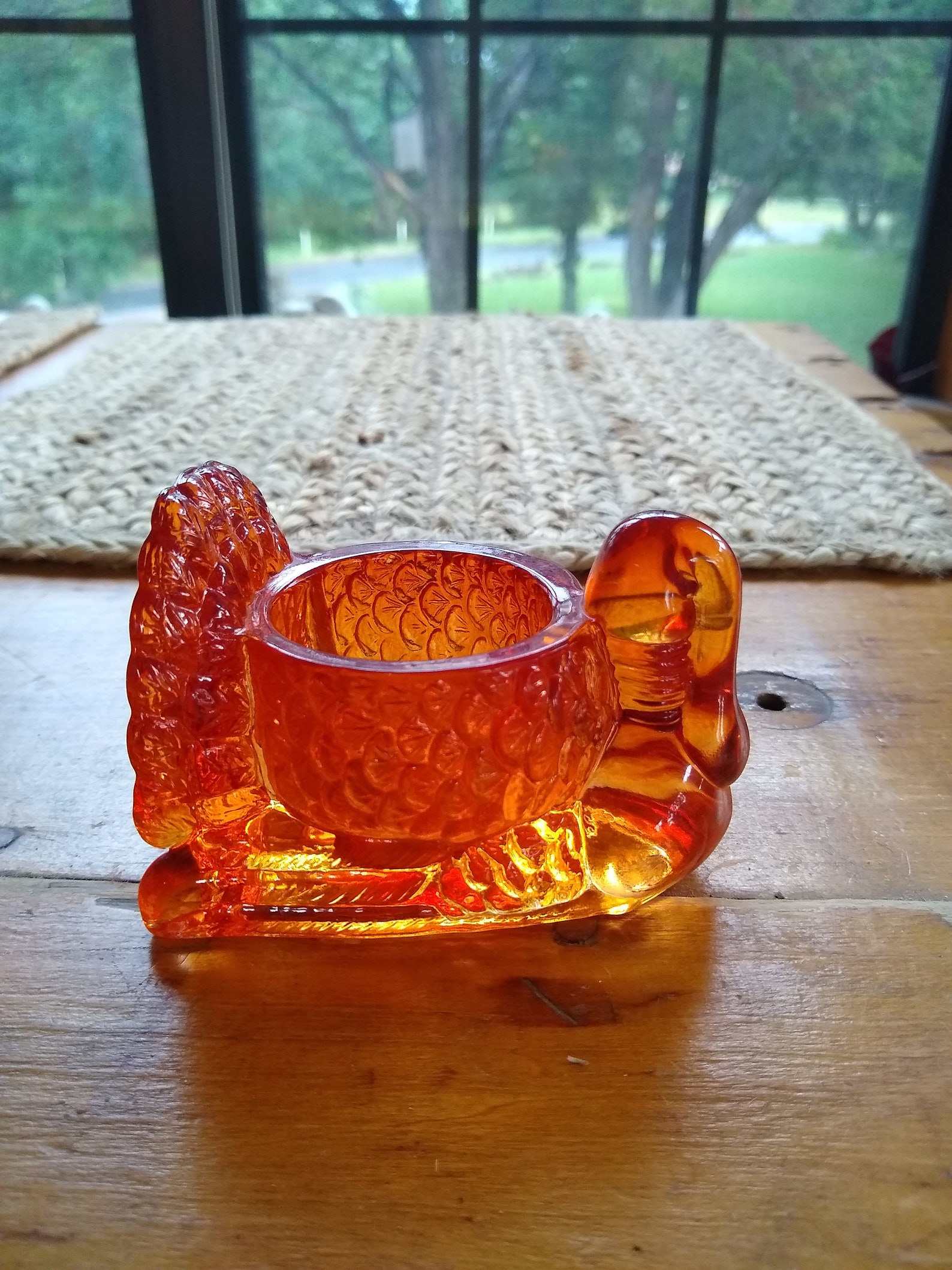 Amber Glass Turkey Votive Candle Holder Vintage Etsy