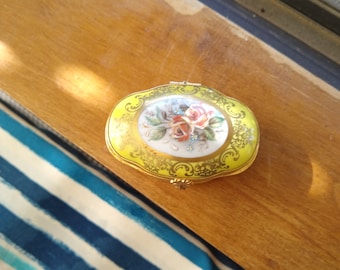 Porcelain de France oval hand painted trinket box