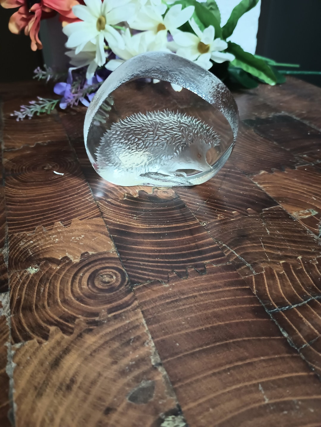 Vintage Mats Jonasson Glass Hedgehog Paperweight Etsy