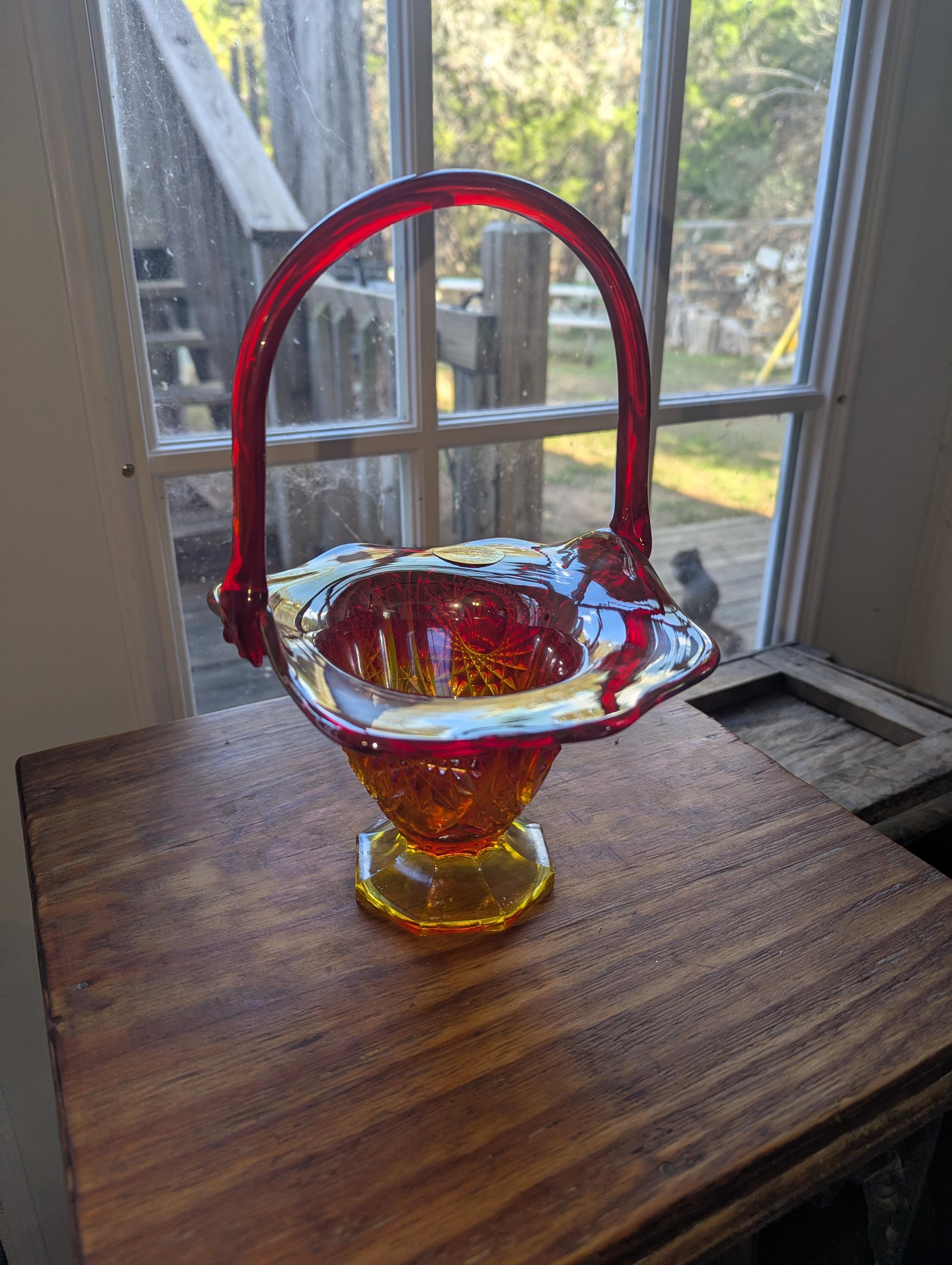 Indiana Glass Red Sunset Amberina Heirloom Carnival Shells Stars Bridal ...