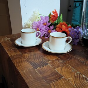 White Cup and Saucer Gold Band Fitz and Floyd China Vintage Dinnerware