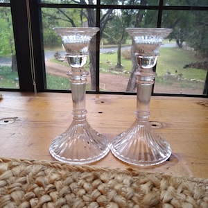Towle Full Lead Crystal Retro Modern Candlesticks Table Dining Elegant Candle Made in Austria