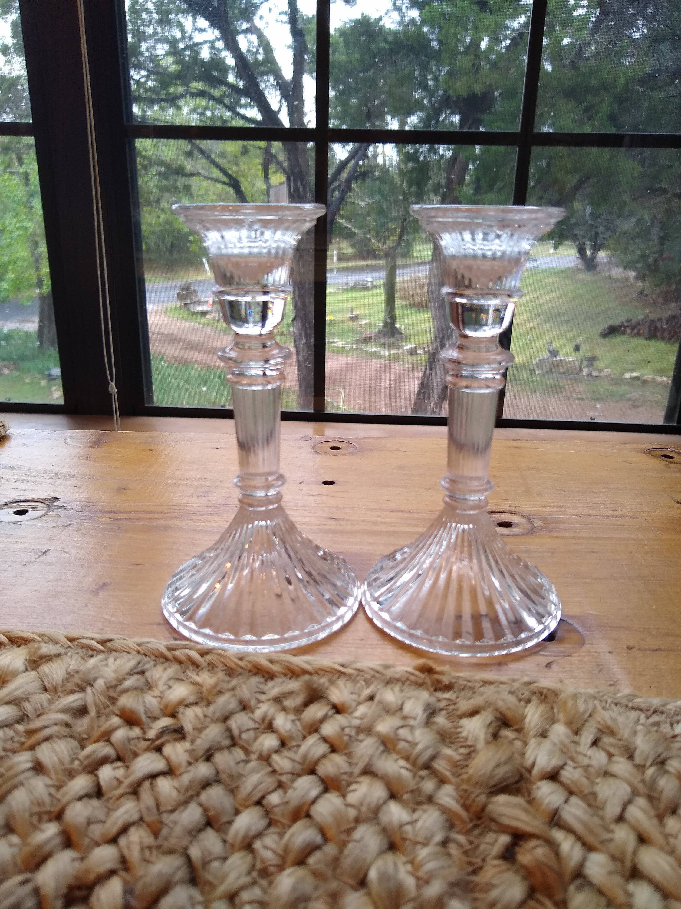 Towle Full Lead Crystal Retro Modern Candlesticks Table Dining Etsy