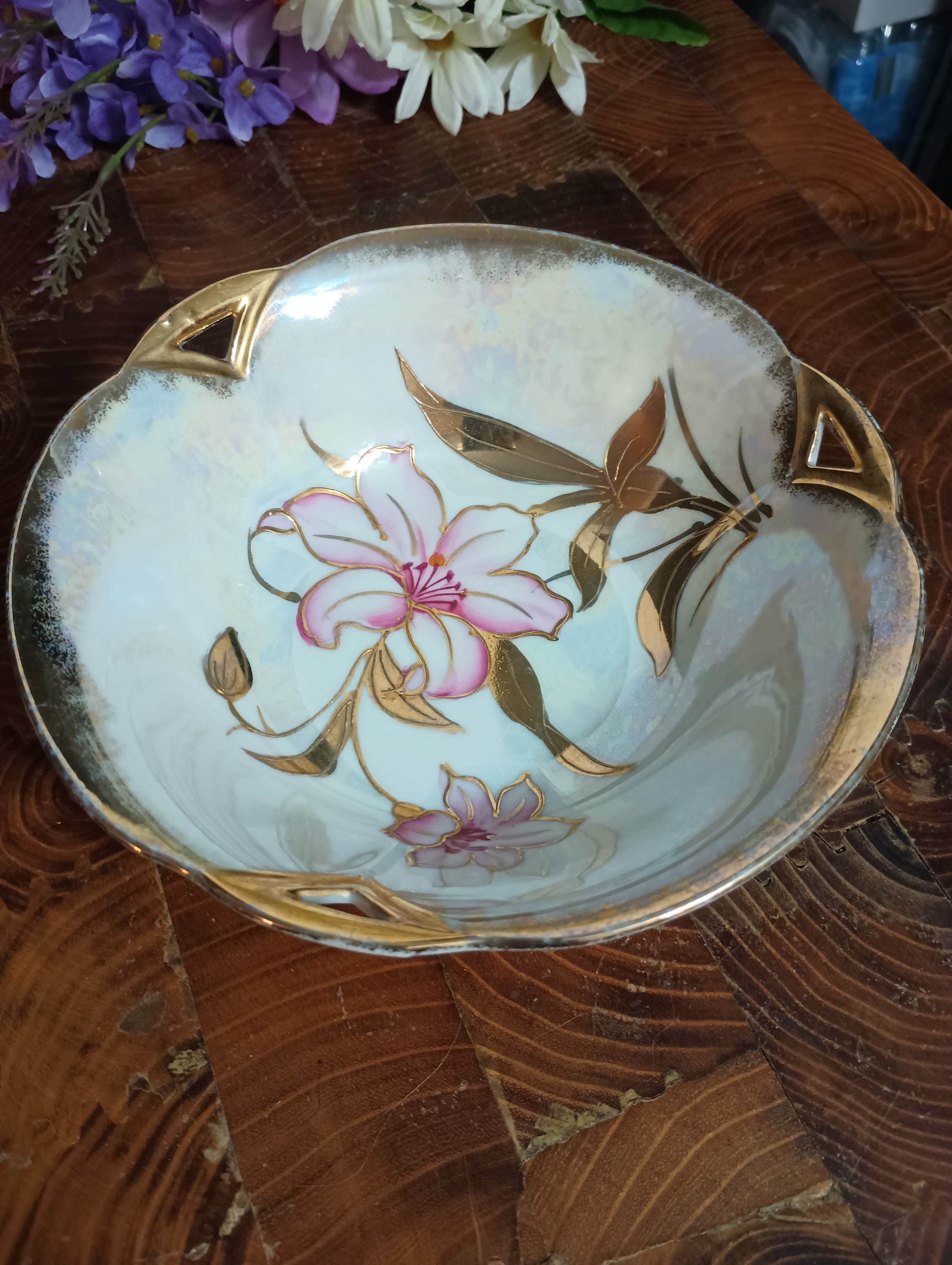 CHERRY BLOSSOM Bowl Porcelain Lusterware Hand Painted1930s Etsy