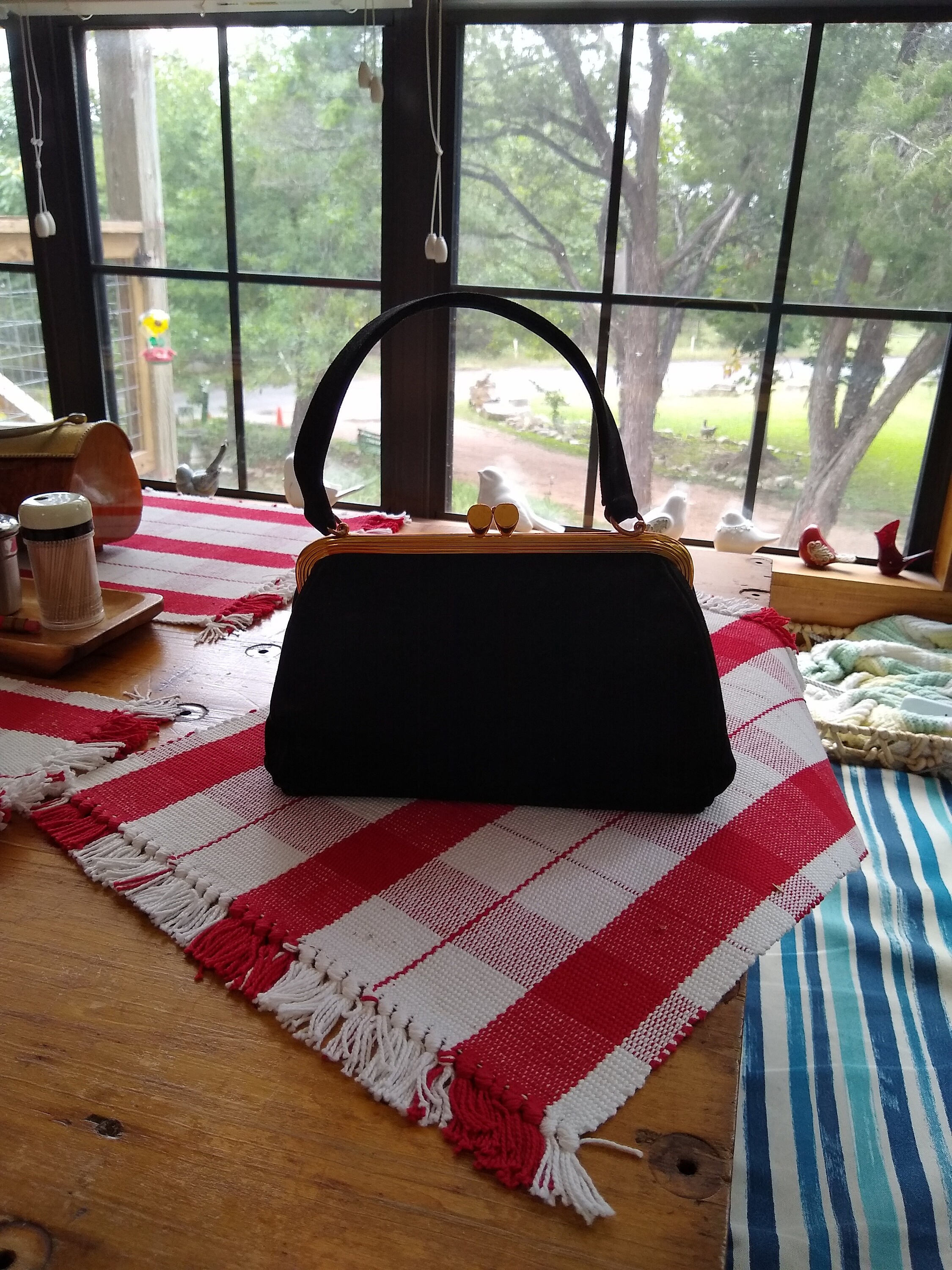 Vintage Purse Mid Century Black Suede Gold Bienen Davis - Etsy New