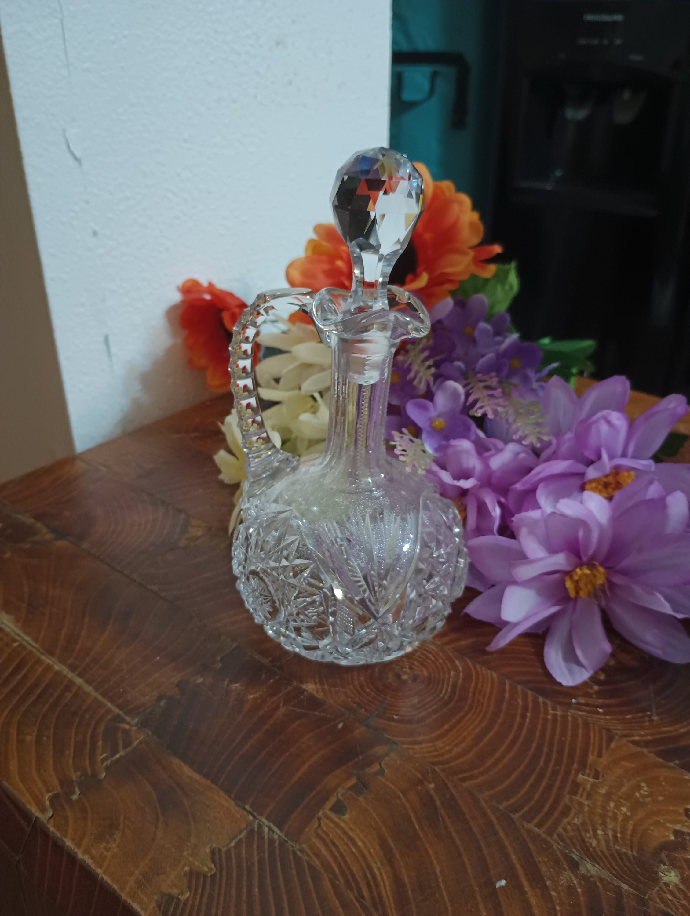 Vintage Glass Cruet With Stopper Etsy