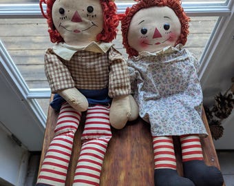 VINTAGE Raggedy Ann and Andy Dolls! Made By Knickerbocker