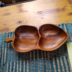 Vintage Leilani Monkey Pod wood divided tray