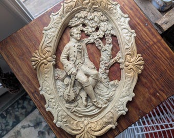 Vintage Jayess 1963 United Chicago Victorian Chalkware Gentleman Wall Plaque 3D