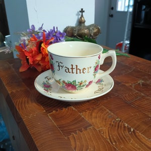 Vintage Ucagco Old Rose Father&#39;s Cup and Saucer