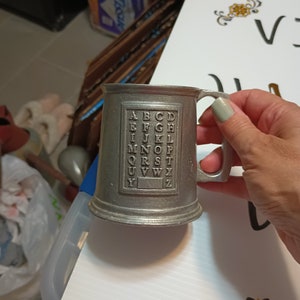 Wilton Armetale Alphabet hollowware pewter child&#39;s mug / small tankard