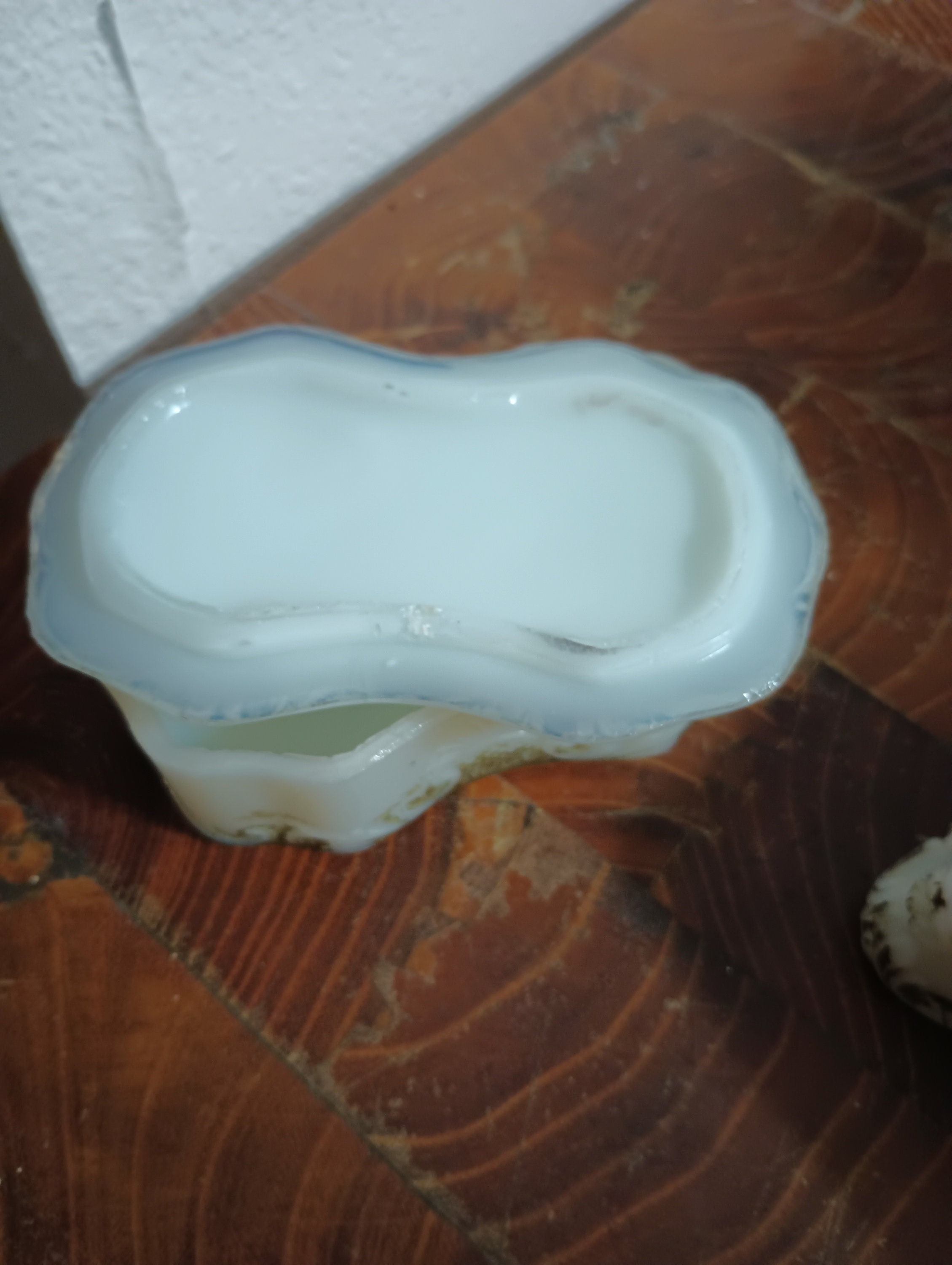Antique Dithridge Milk Glass Box White With Blue Etsy
