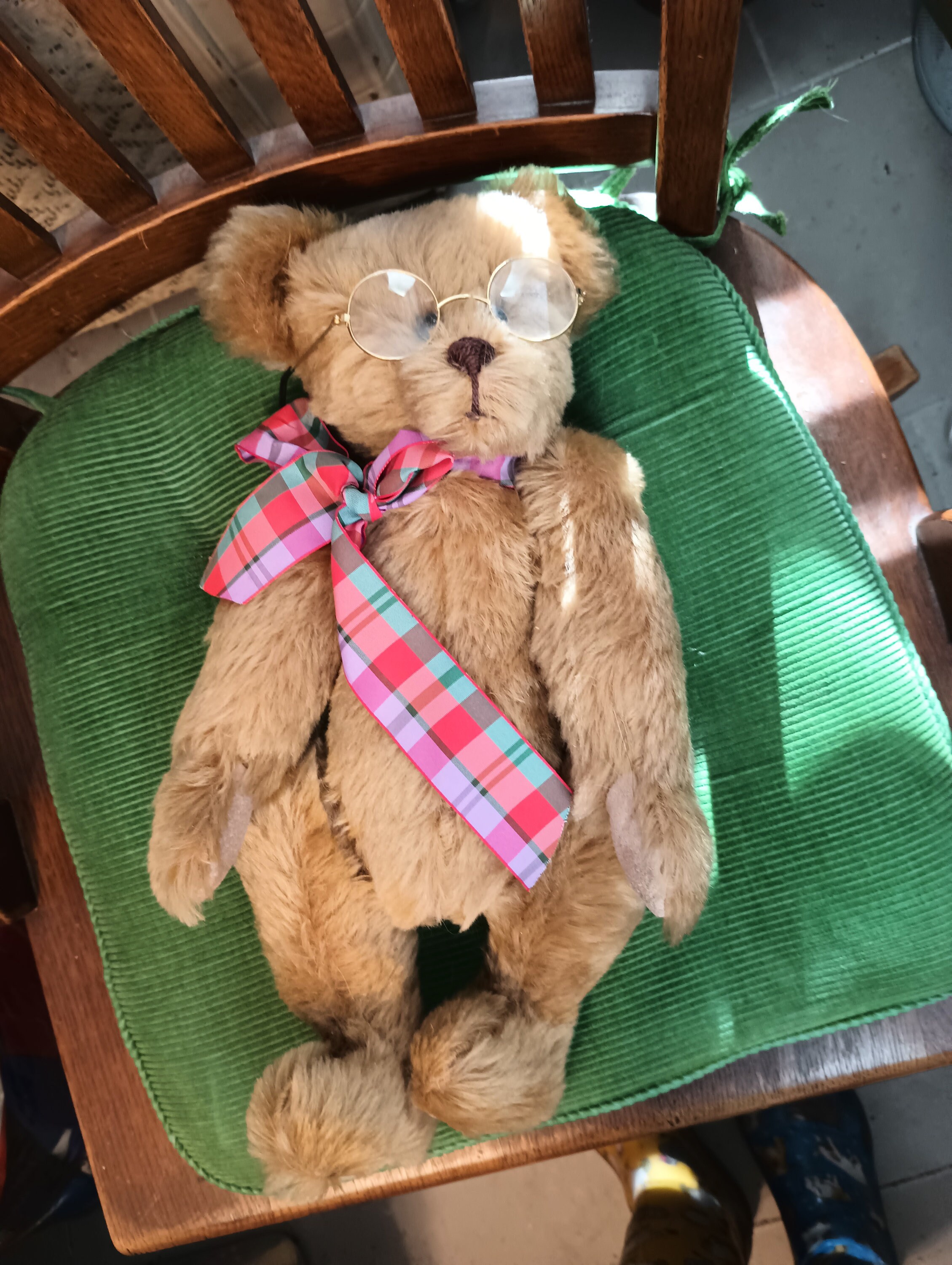 Teddy Bear With a Plaid Ribbon and Glasses - Etsy