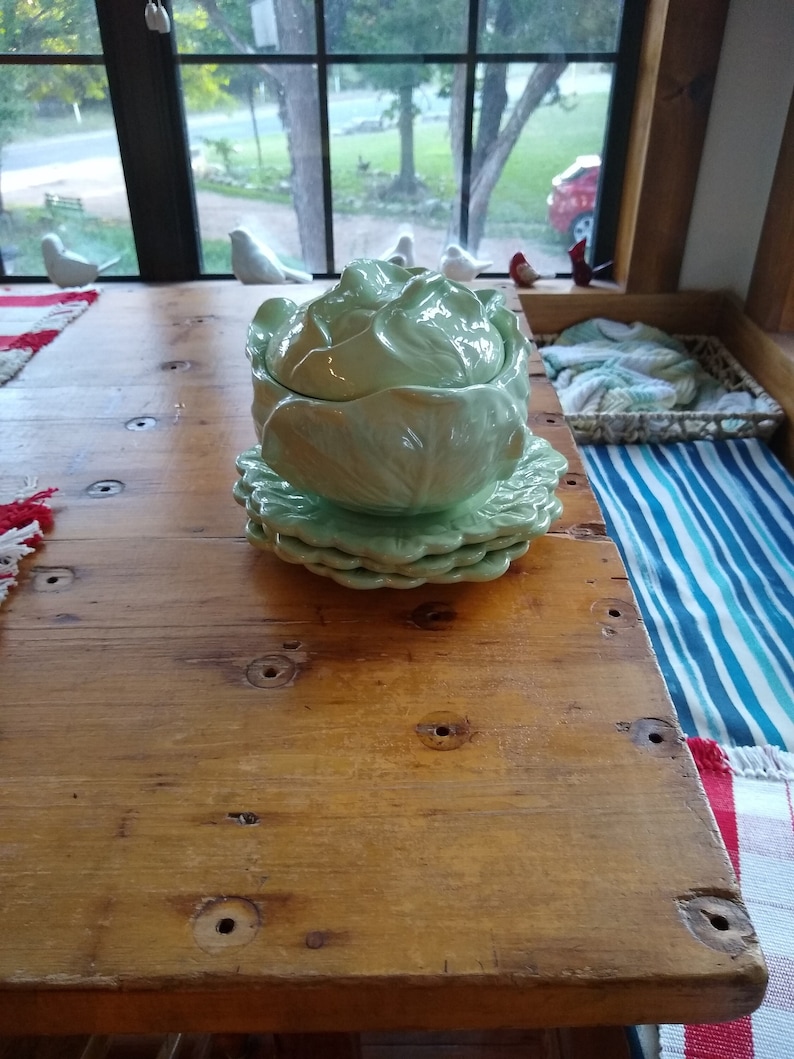 Vintage Holland Mold Cabbage Design Bowl Ceramic Cabbage Bowl W/lid