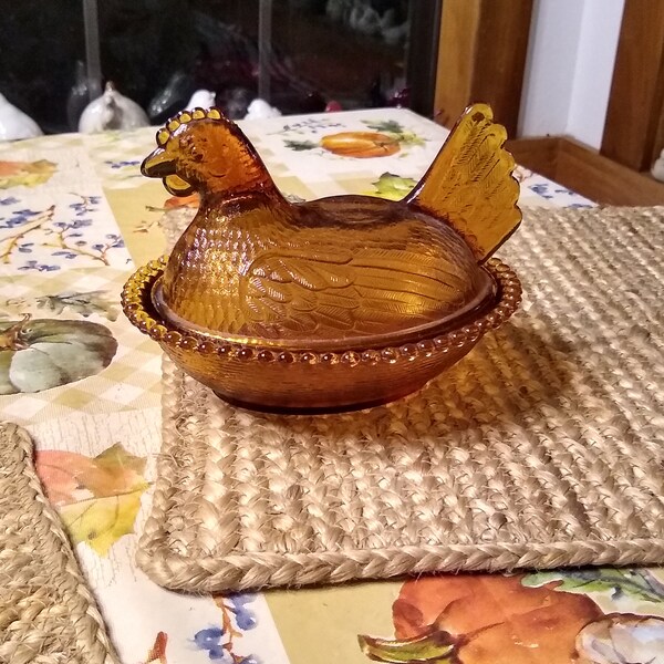 Hen on Basket Etsy