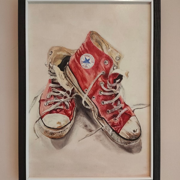 Red Converse High-top Art Print (A4, A3)