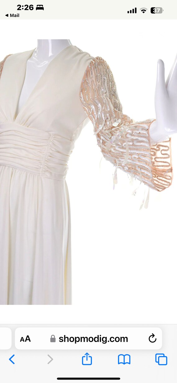1970s Lilli Diamond Off White Vintage Dress Drop … - image 4