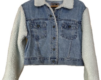 Levi Strauss Silver Tab Vintage Woman's Jean Jacket with Sherpa Sleeves