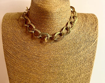 Vintage Gold Tone Statement Style Necklace - Adjustable Necklace - 1980s