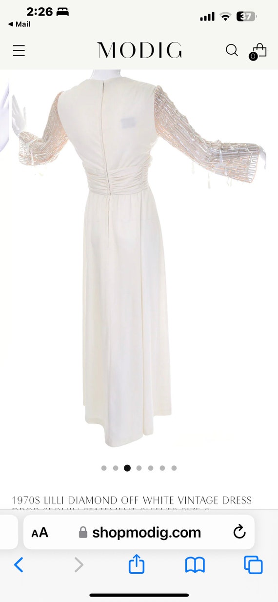 1970s Lilli Diamond Off White Vintage Dress Drop … - image 2