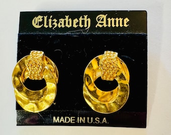 Vintage 1980s Gold Tone Earrings - Oversized Pierced Jewelry