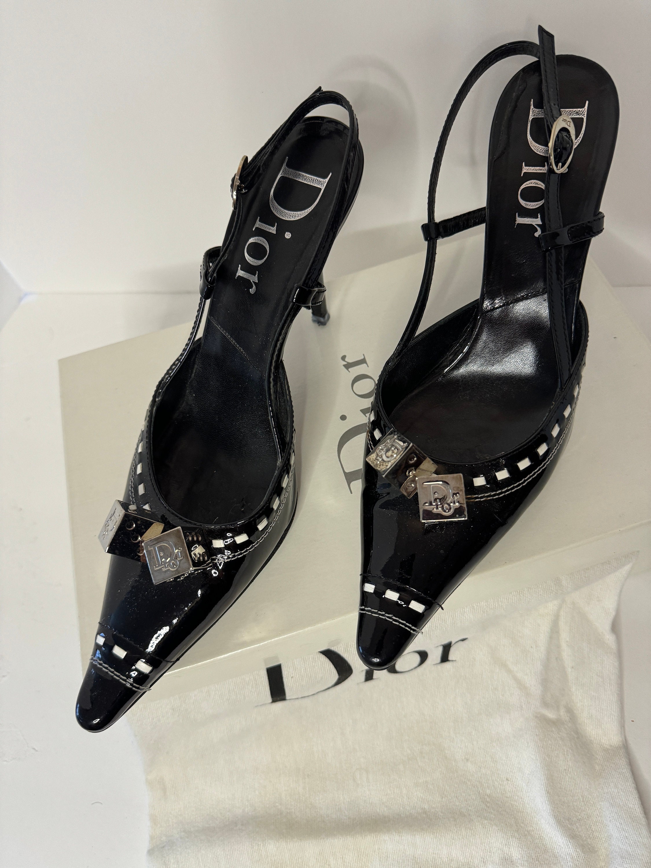 Vintage Dior Gambler Dice Slingback Shoes - Pumps by Dior Size 8