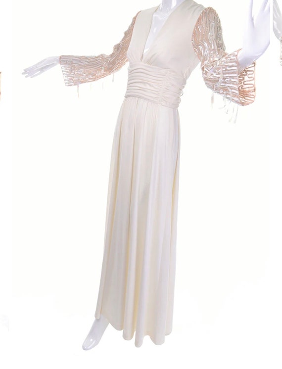 1970s Lilli Diamond Off White Vintage Dress Drop … - image 1