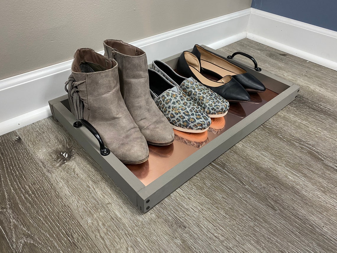 Copper Shoe Tray with Poplar Wood Frame Etsy
