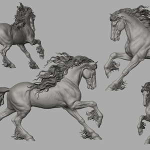3D Resin Printed Cantering Friesan Stallion Model Horse