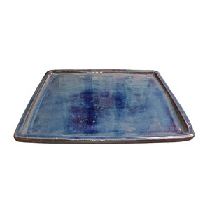 Blue Bonsai Drip Tray | Glazed Ceramic Garden Pot Drip Tray | 350x280mm | Rectangle | Suitable for Indoor/Outdoor Bonsai Tree