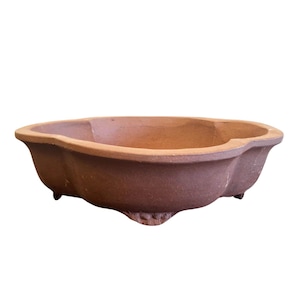 Unglazed Bonsai Pot | 200x170x55mm | Oval | Suitable for Indoor/Outdoor Bonsai Tree | Brown Bonsai Tray | Ceramic Garden Pot
