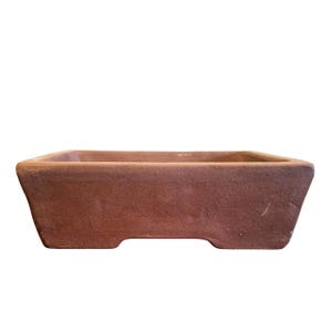 Unglazed Bonsai Pot | 180x135x55mm | Rectangle | Suitable for Indoor/Outdoor Bonsai Tree | Brown Bonsai Tray | Ceramic Garden Pot