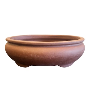 Unglazed Bonsai Pot | 205x160x65mm | Oval | Suitable for Indoor/Outdoor Bonsai Tree | Brown Bonsai Tray | Ceramic Garden Pot