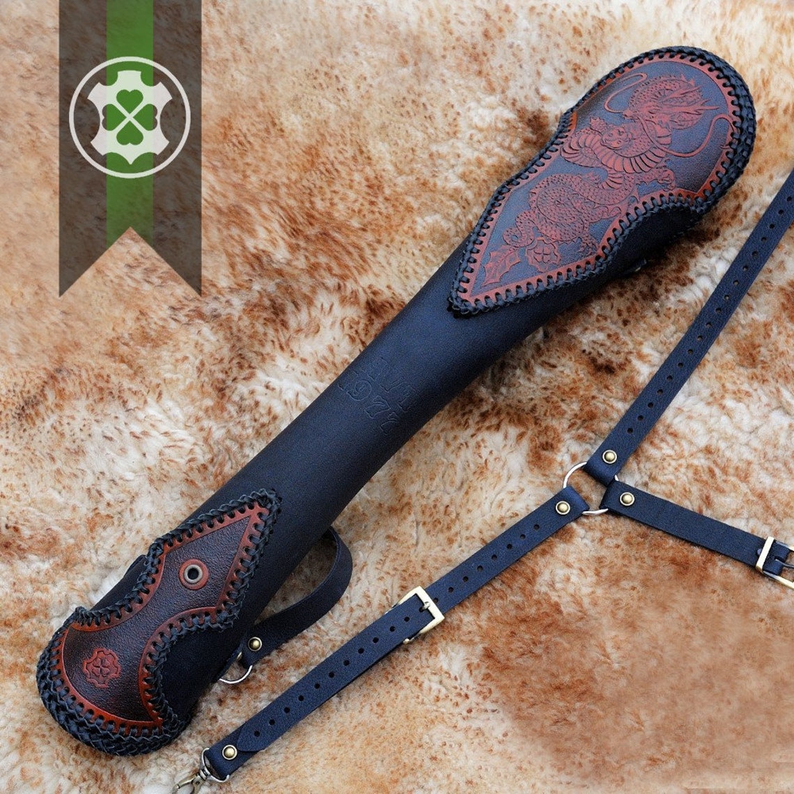 Arrow back quivers Ergo leather quiver embossed leather Etsy