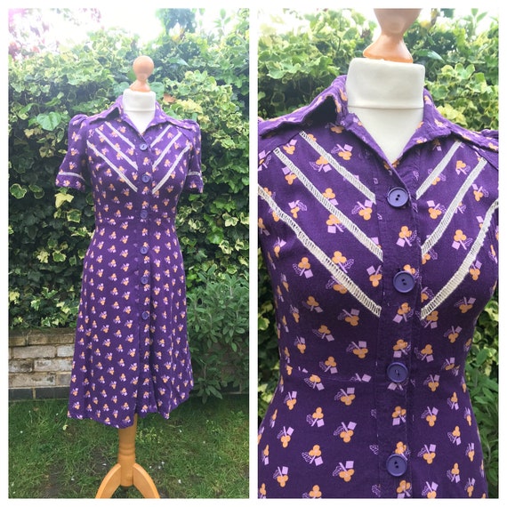 Fantastic purple true vintage 1970s does 1940s puf