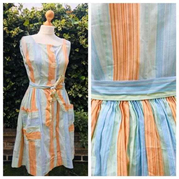 True vintage rainbow candy striped 1950s cotton be