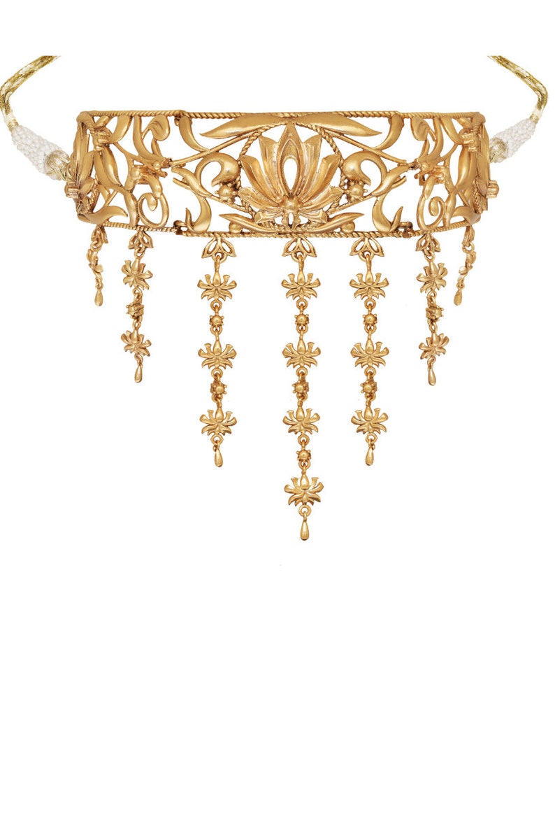 Gold Filigree Lotus Choker Necklace: Indian Inspired Statement Jewelry image 4
