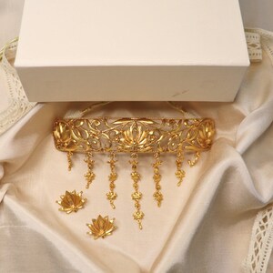 Gold Filigree Lotus Choker Necklace: Indian Inspired Statement Jewelry image 7