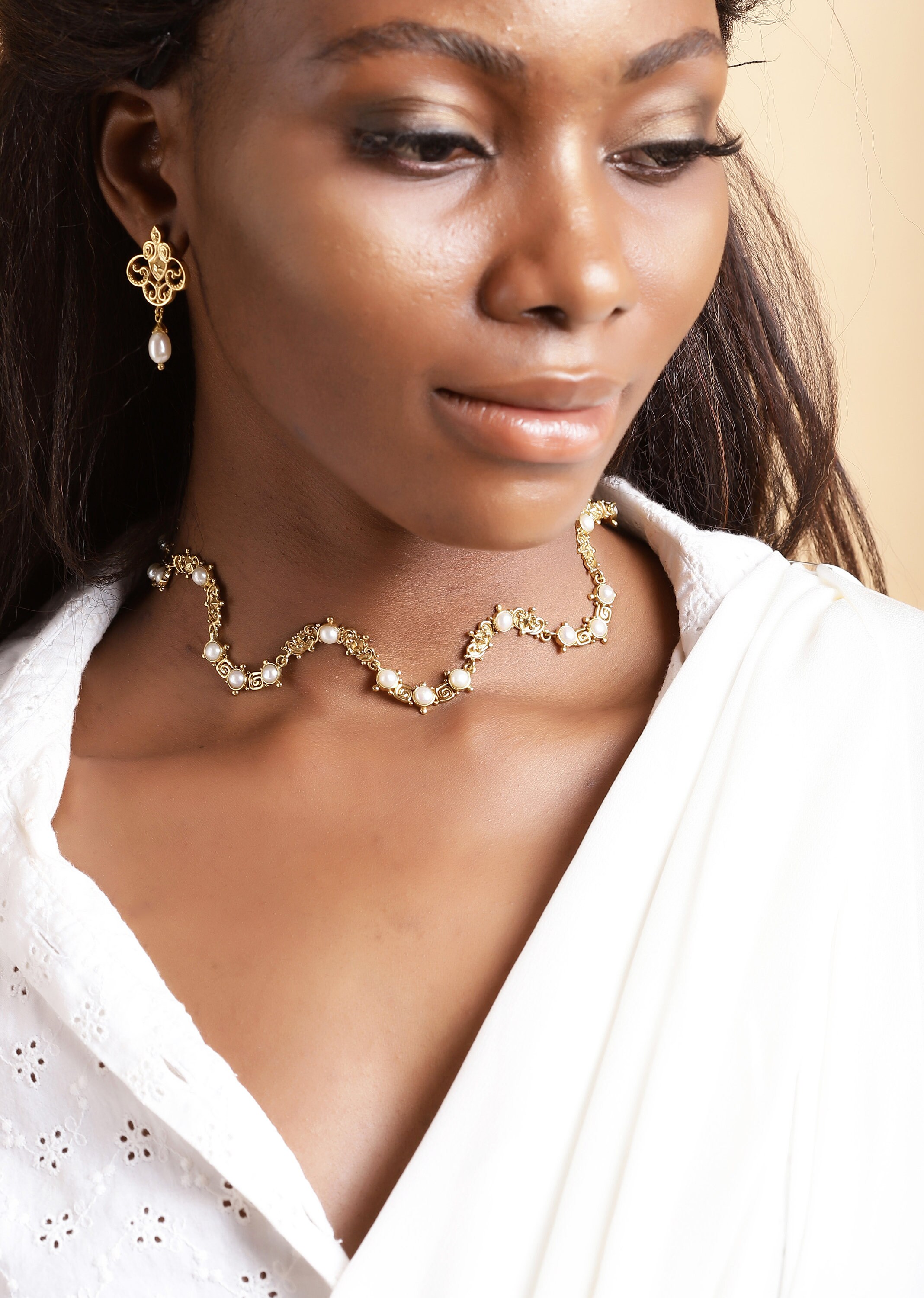 Statement Pearl Choker Fusion Indian Jewelry Indian Inspired Intricate
