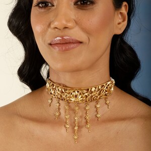 Gold Filigree Lotus Choker Necklace: Indian Inspired Statement Jewelry image 5